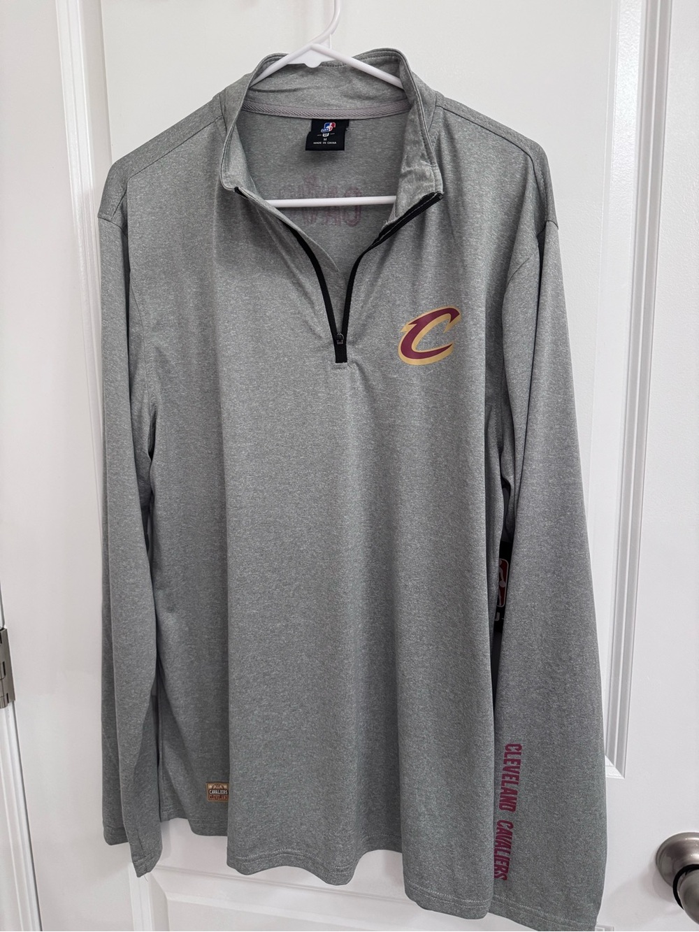 NBA Cleveland Cavaliers Gray Pullover Quarter-Zip Shirt with Wine and Gold Logo